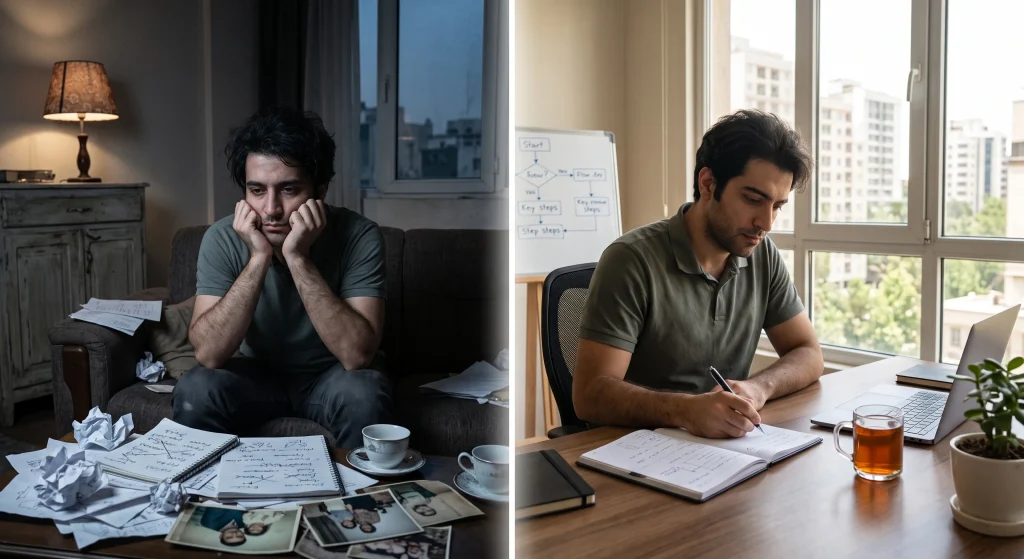 پرتره مستند و واقع‌گرایانه، تضاد بین تفکر تکراری مخرب و سازنده